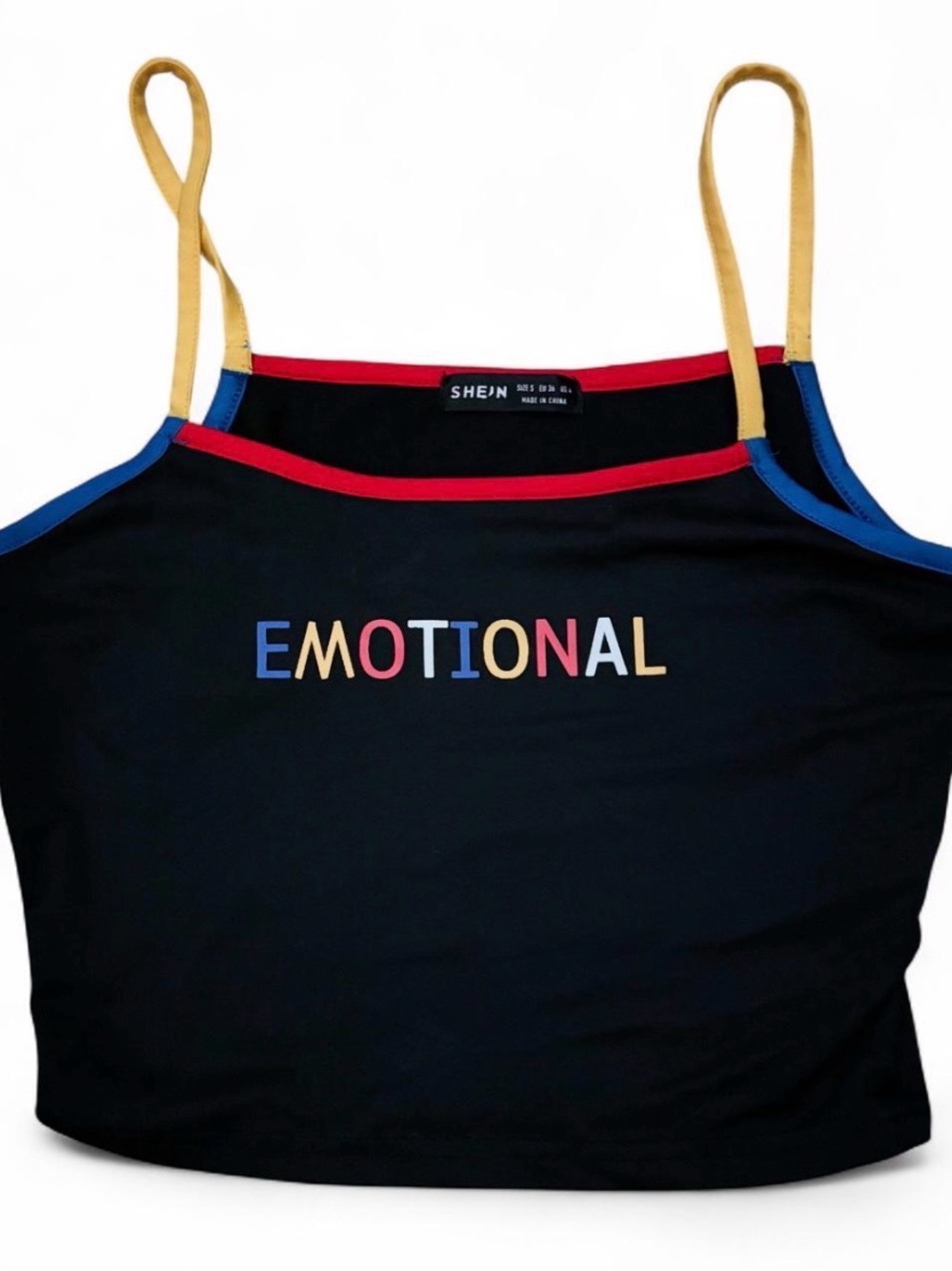 SHEIN 'EMOTIONAL' Black Colorblock Cami